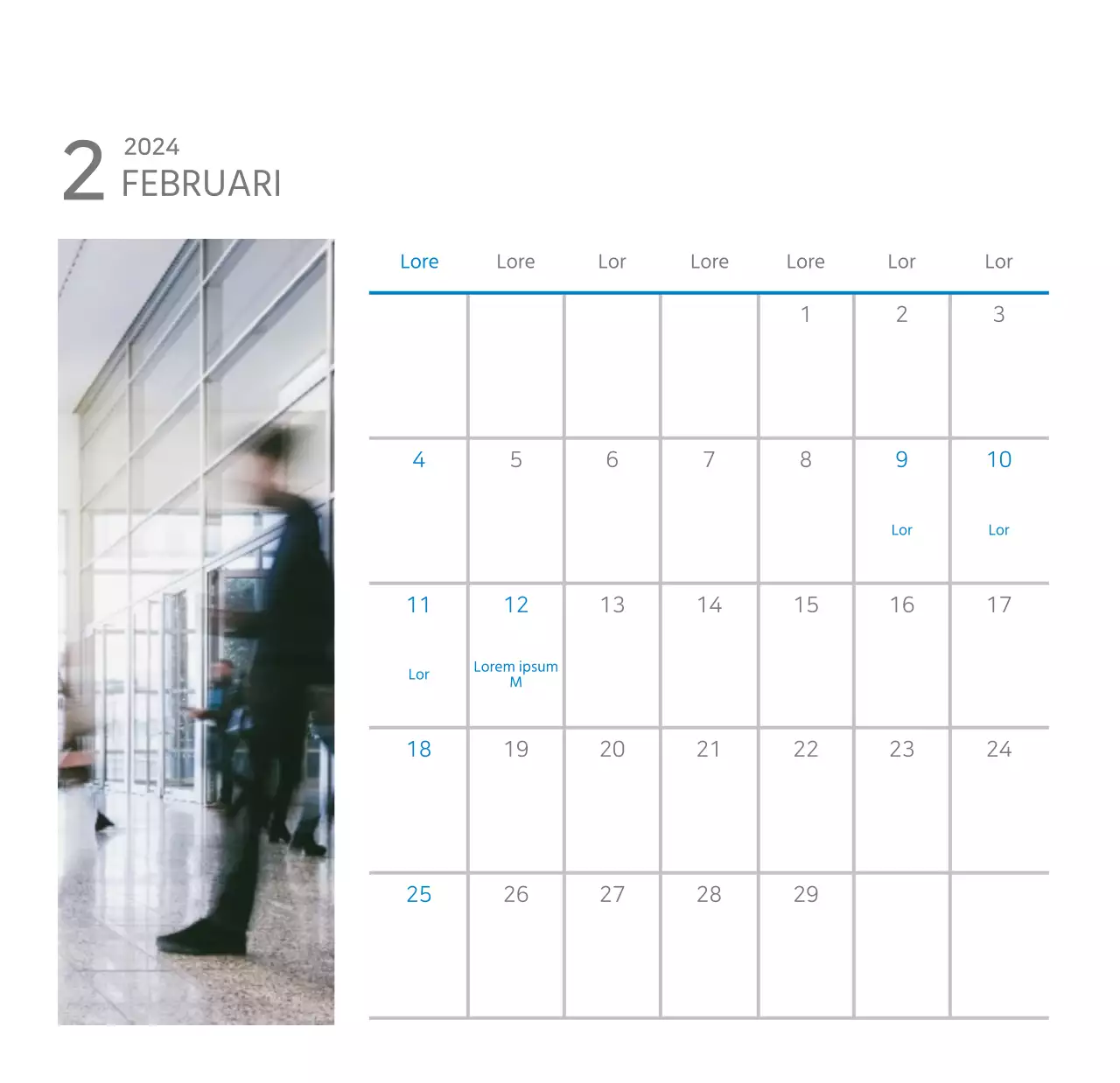 Witte, strakke bureaukalender