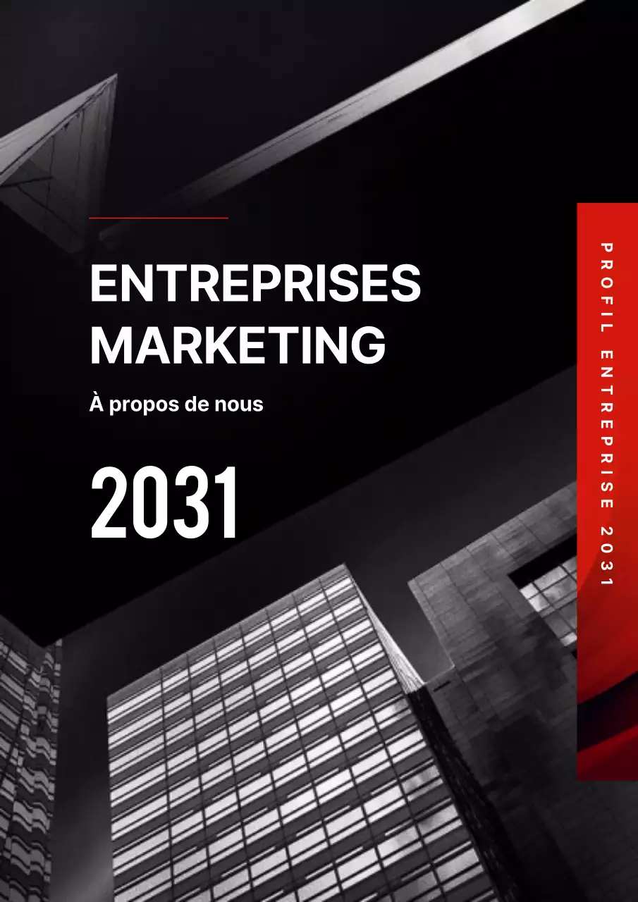 Lettre d'accompagnement d'entreprise sur fond de photo d'immeuble noir et rouge