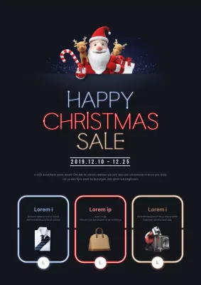 Promoot een eenvoudige kerstverkoop met een marineblauwe kerstman en Rudolph