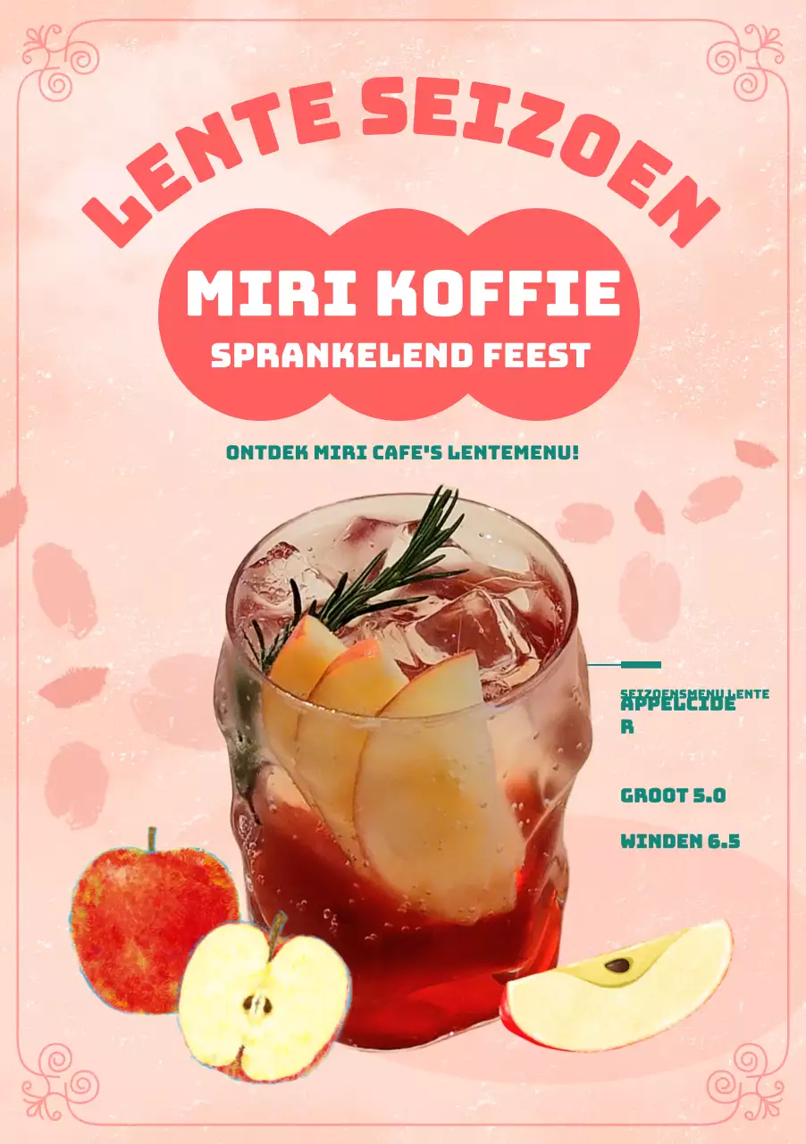 Promoot het nieuwe menu van je café met een lente-roze achtergrond