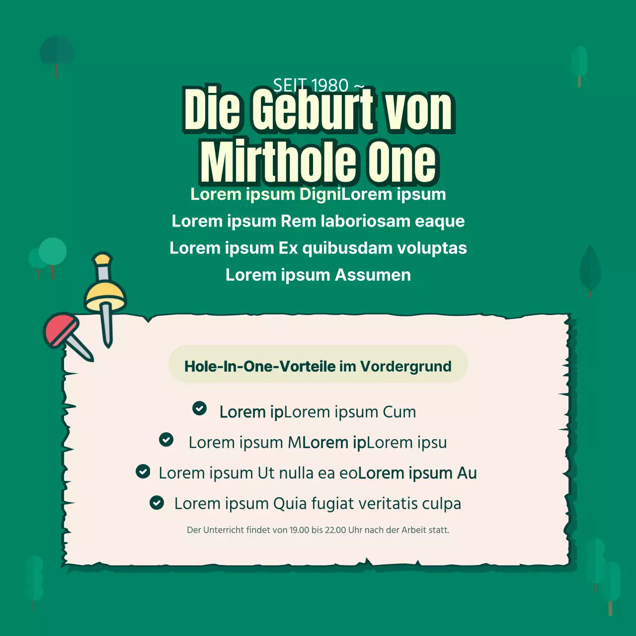 Firmengolfclub mit grünem Hintergrund CardNews