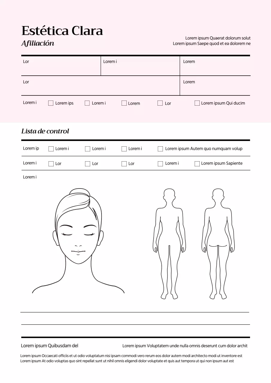 Lista de control de la consulta de estética rosa