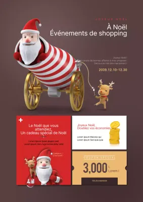 Faites la promotion de votre événement de Noël avec une illustration du Père Noël brun et de Rudolph.