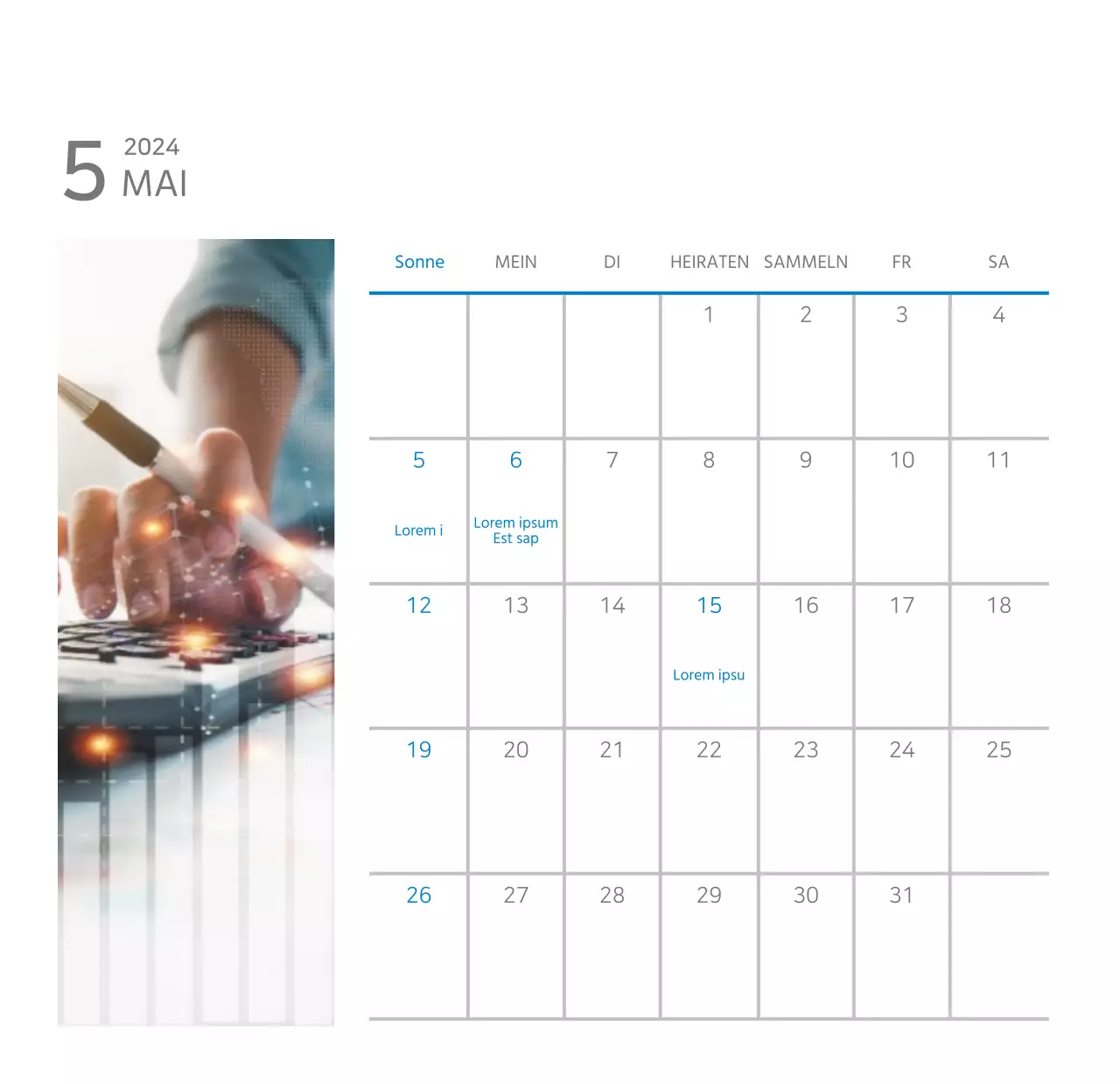 Weißer, sauberer Tischkalender für Unternehmen