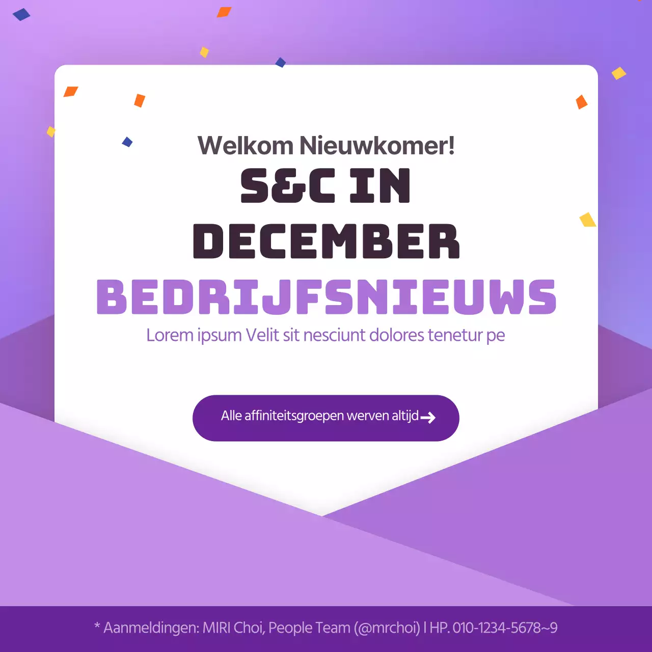 Een bedrijfsclub aankondigen met een paars uitnodigingsconcept