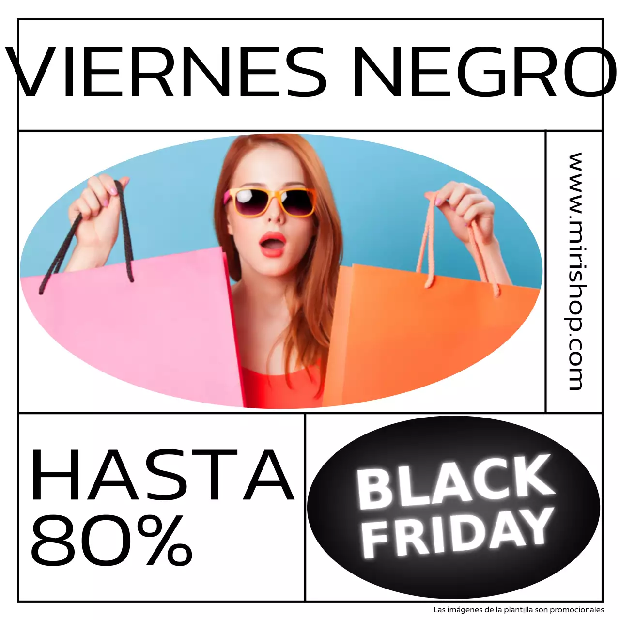 Black Friday con el concepto Line Frame en tonos blanco y negro