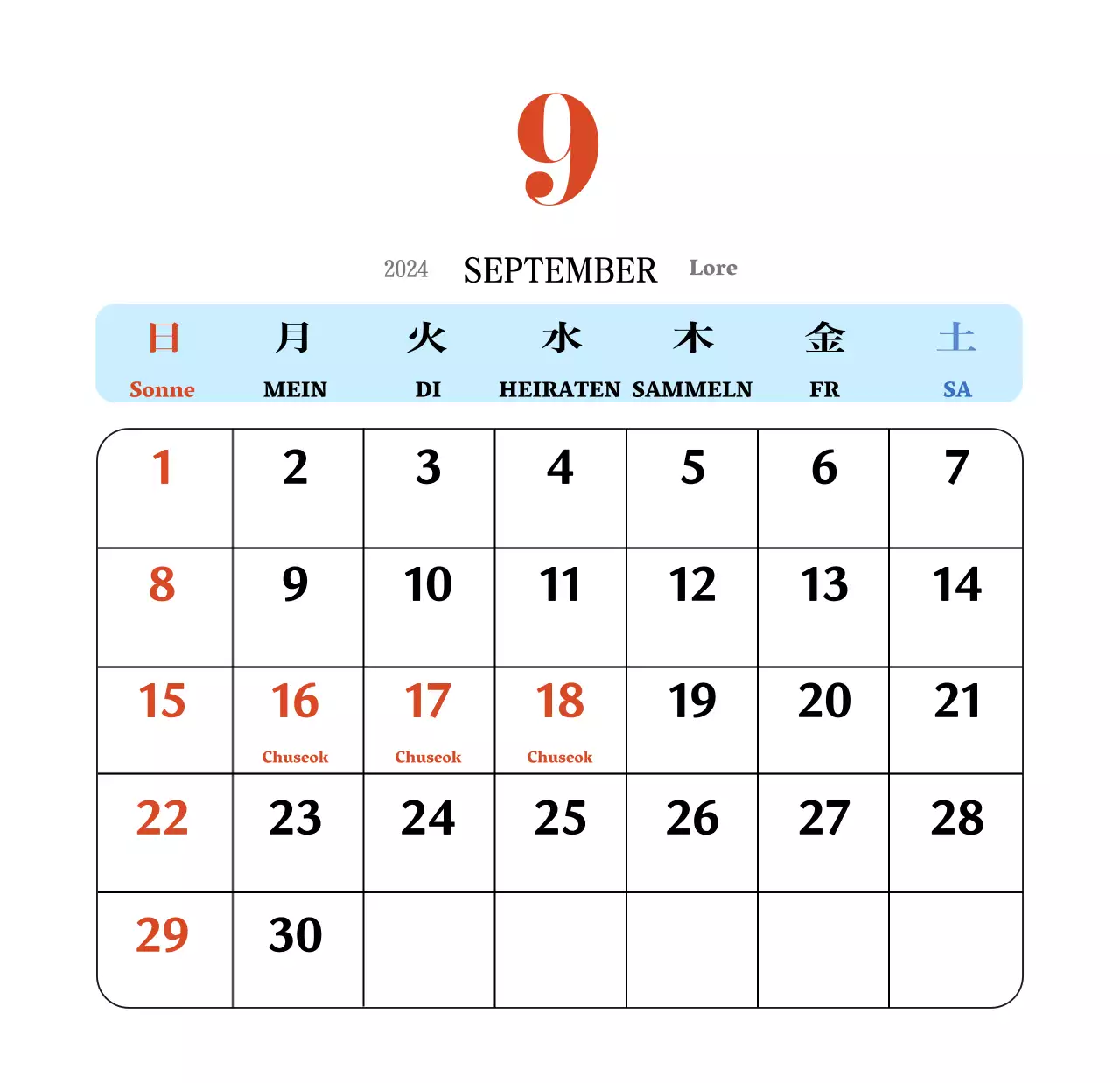 Retro-Konzept Nostalgie-Kalender in rot und blau