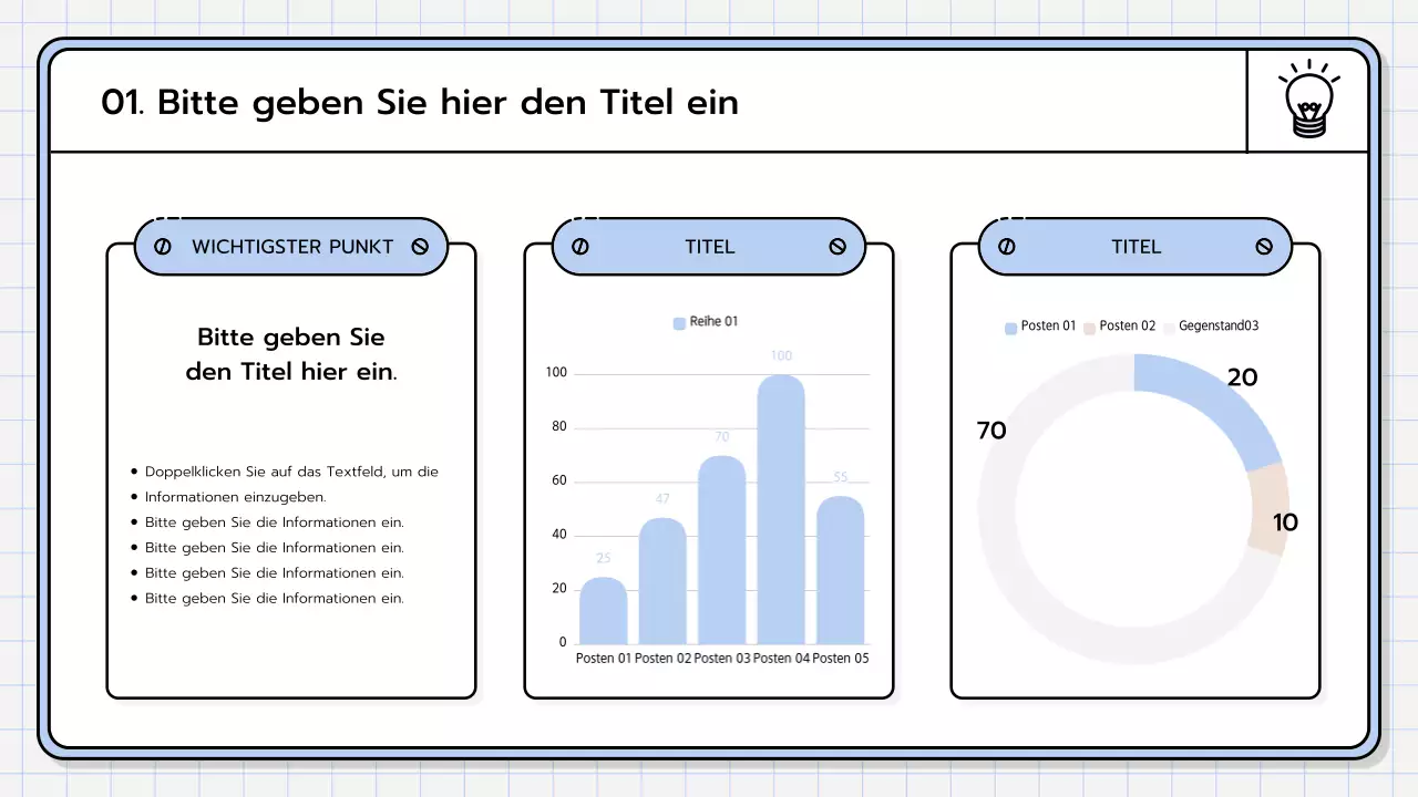 Ein Basis-Präsentationspaket in Gelb, Lindgrün und Blau