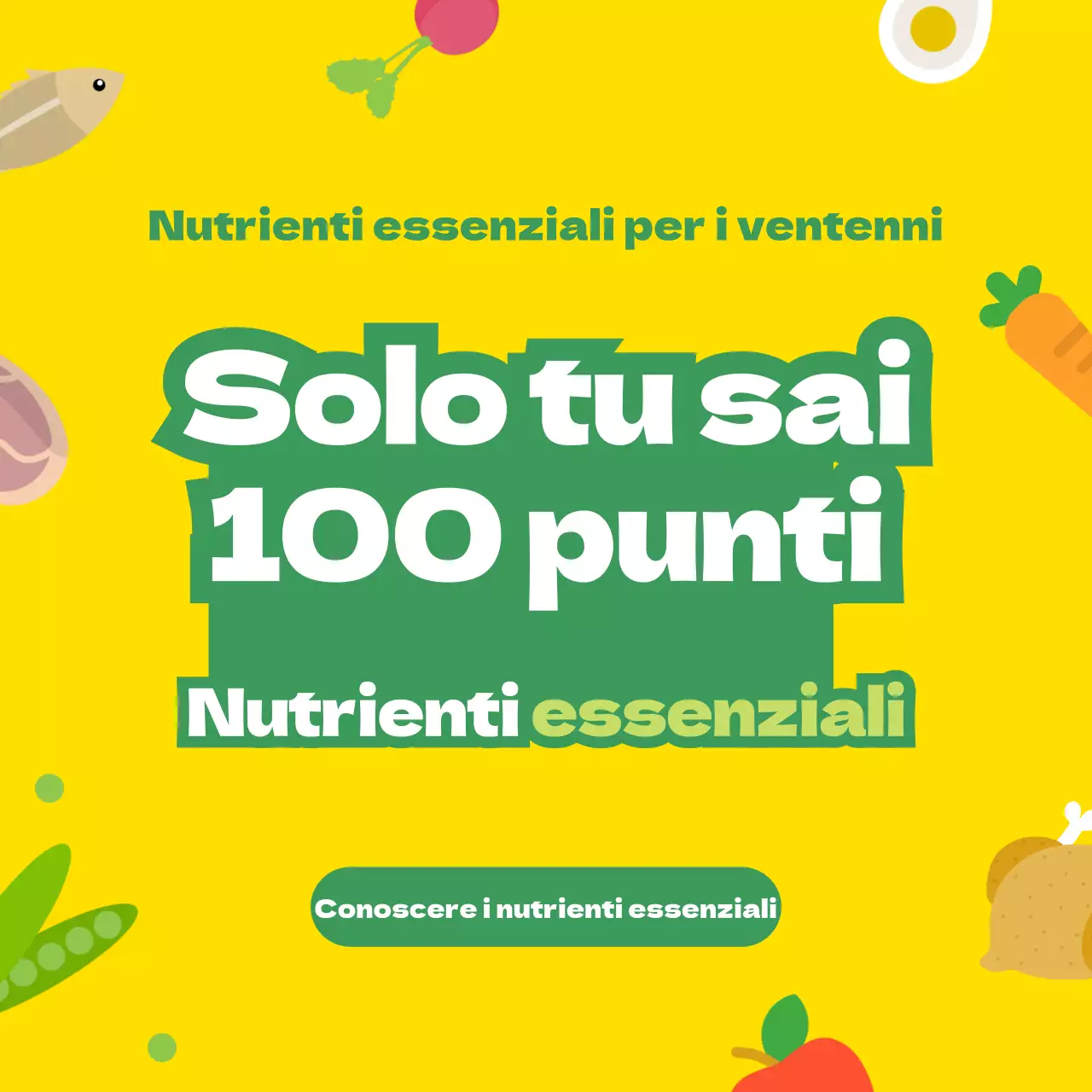 Promuovere i prodotti nutrizionali con illustrazioni gialle e verdi