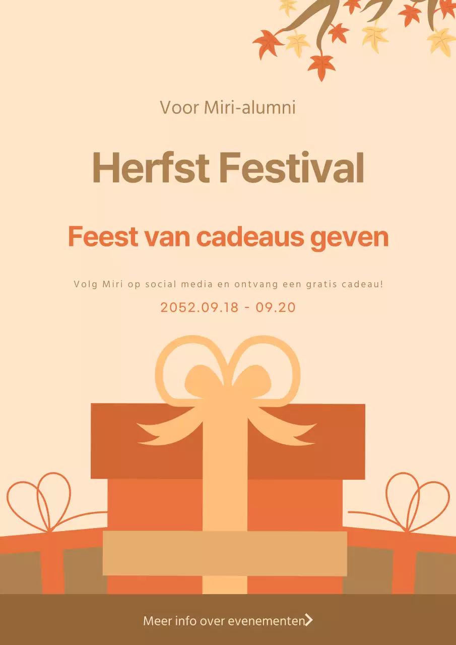 Herfstfestivalkado van de universiteit in bruin en koraal