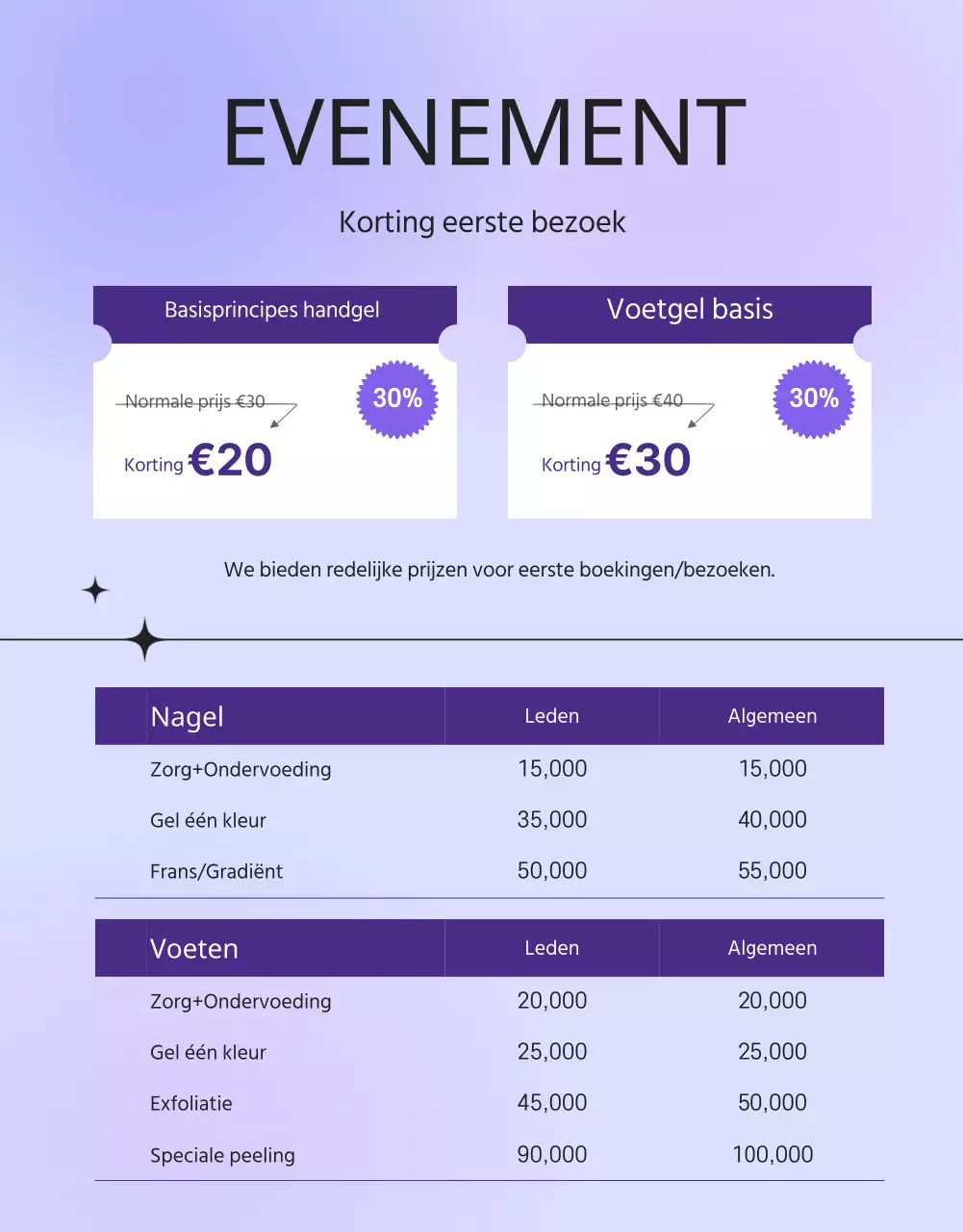 Een paarse, sentimentele nagelsalon promoten