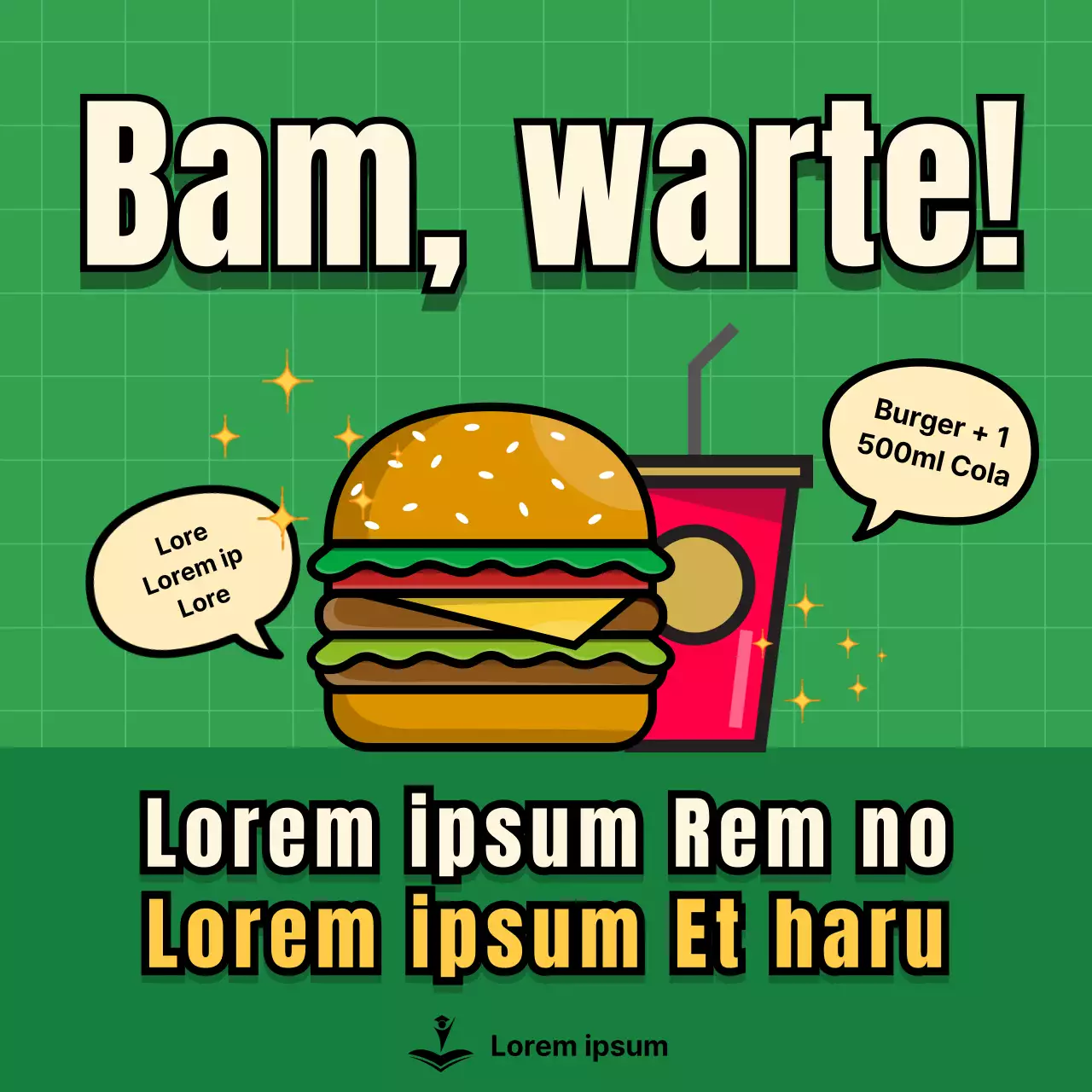 Eine hübsche grün-gelbe Studentenwerks-Snackveranstaltung