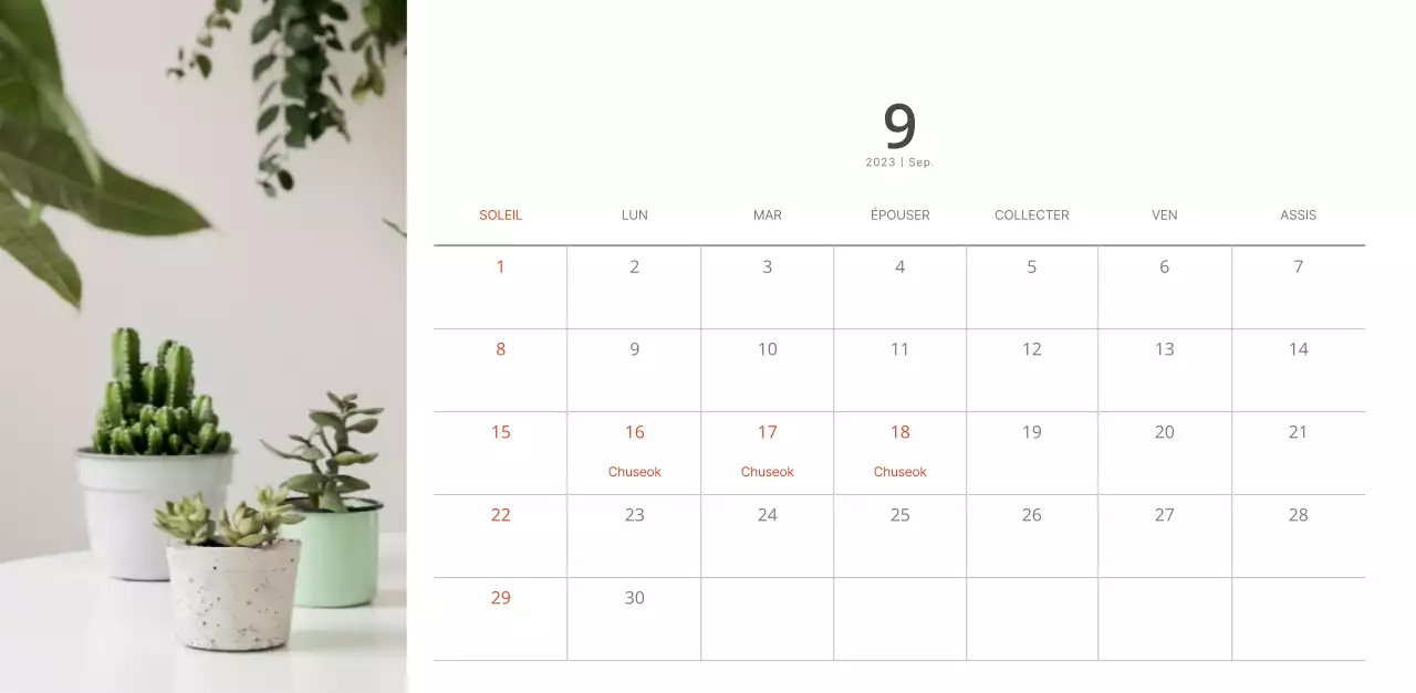 Calendrier d'aménagement intérieur blanc et épuré