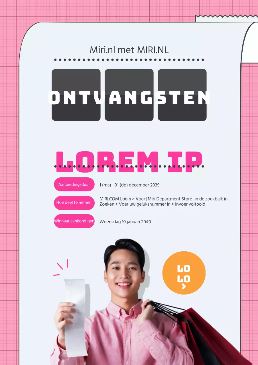 Promoot een leuk warenhuurevenement met een roze kassabonconcept