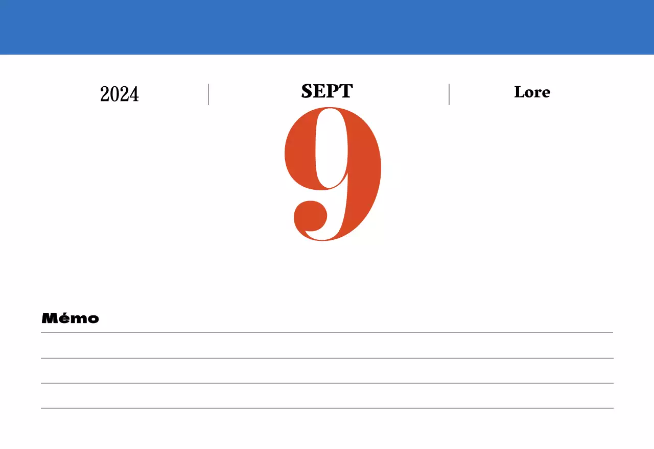 Calendrier rétro conceptuel de la nostalgie en rouge et bleu