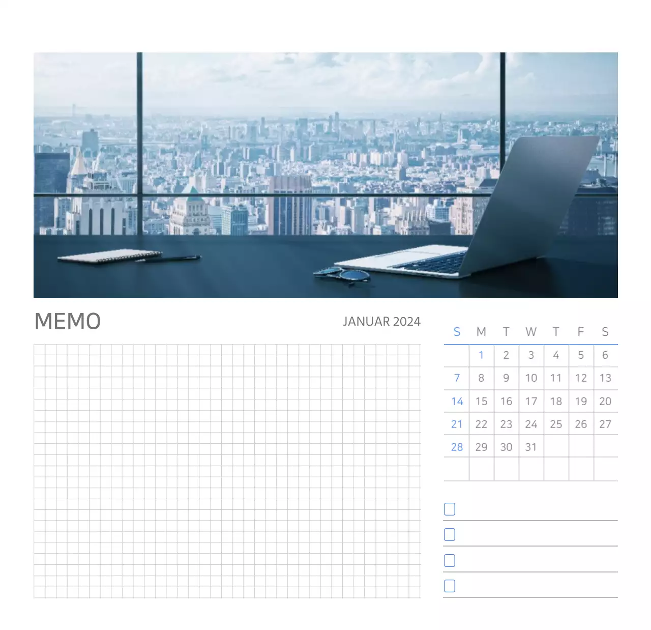 Weißer, sauberer Tischkalender für Unternehmen