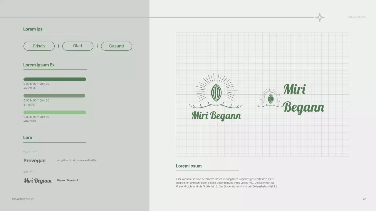 Designmappe mit einem einfachen Konzept in Blau und Weiß