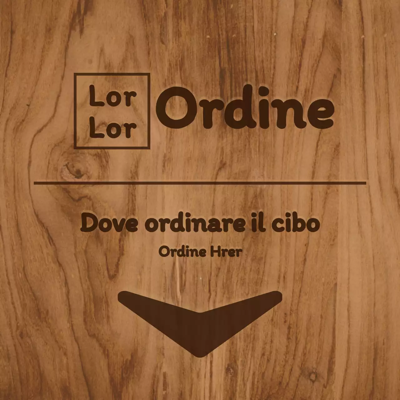 Segnaletica interna della mensa con colori marroncini e un semplice concetto di legno