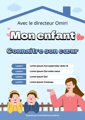 Affiche promotionnelle pour un événement à l'Institut de psychologie de l'enfant dans les tons bleus.