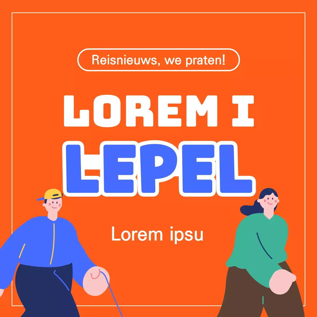 Een minimalistische reisgids in oranje en blauw