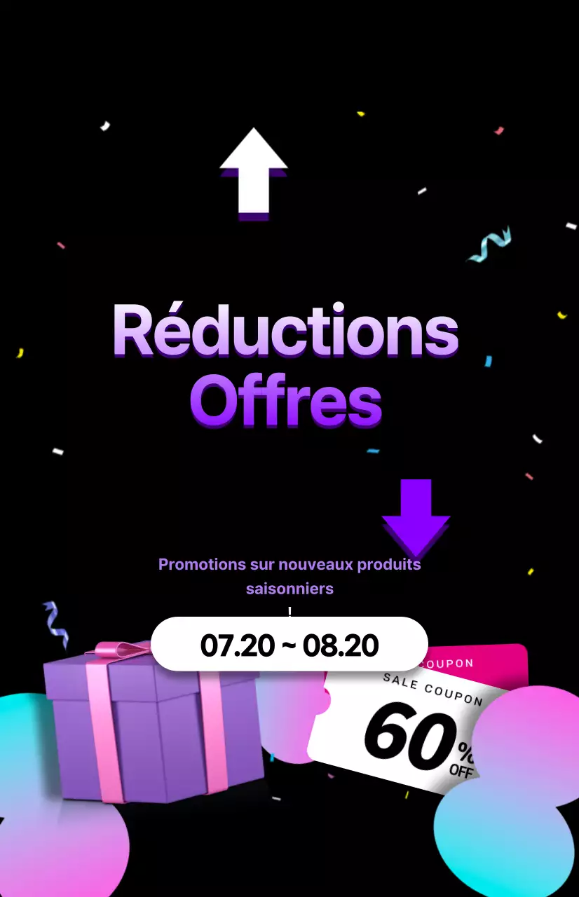 Une vente prête à faire la fête en violet et noir
