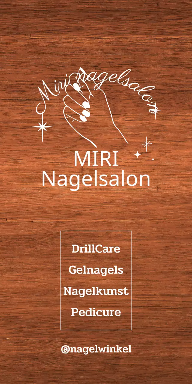 Een klassiek bord voor een nagelsalon met witte tekst en een lijnillustratie met een ster.