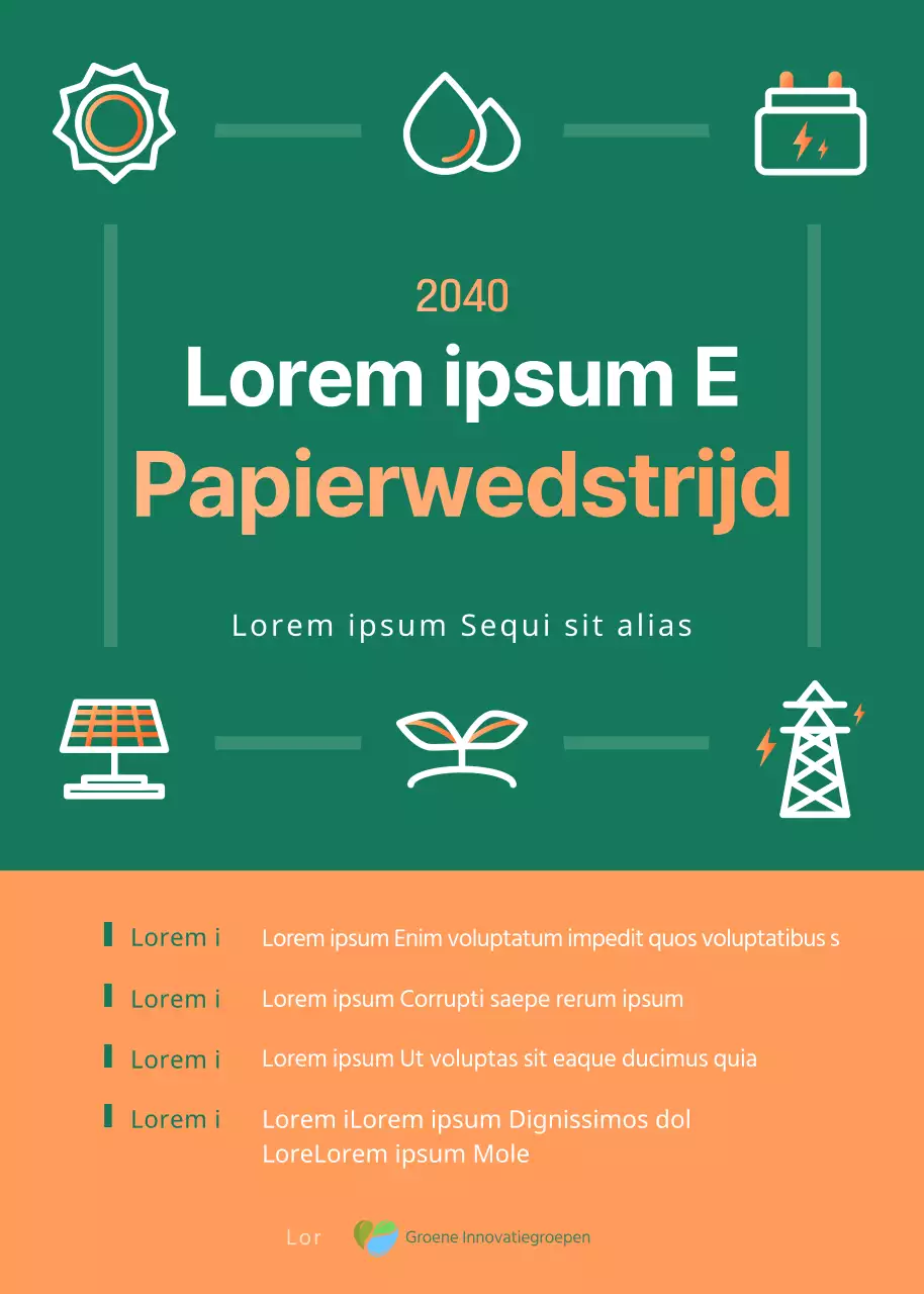 Groen en oranje eenvoudig pictogram concept Eco-vriendelijk hernieuwbaar zakelijk papier wedstrijd aankondiging
