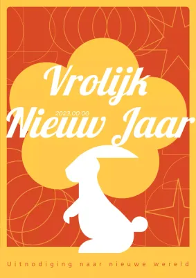 Nieuwjaarskaart in oranje en geel