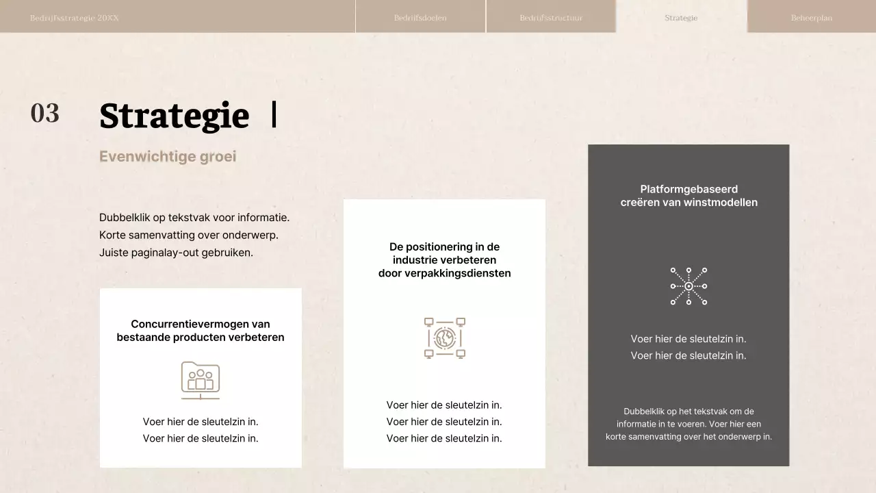 Rapport over bedrijfsstrategie met beige papiertextuur