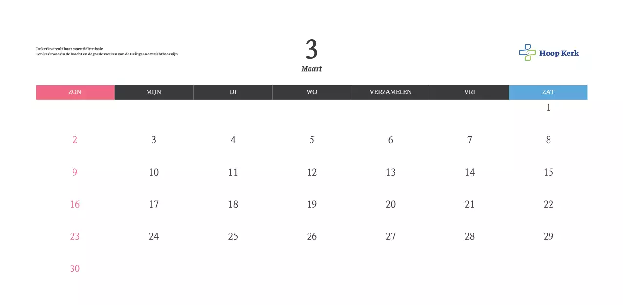 Kalender met opbeurende kerkafbeeldingen