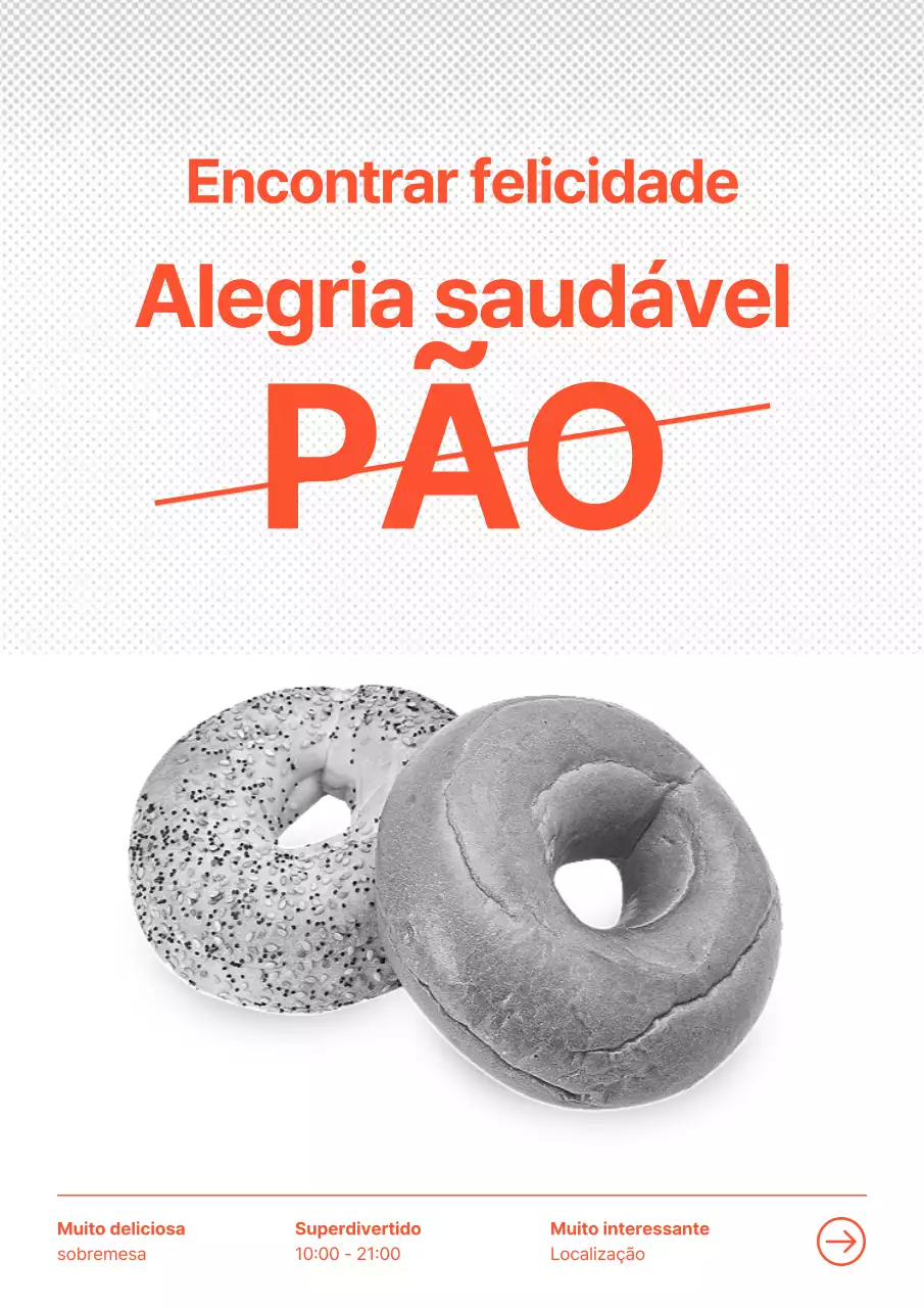Cartaz de padaria vermelho e cinzento