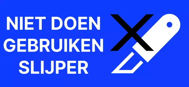 Een hip ontwerp in blauw en zwart met een waarschuwingsillustratie en een zakelijke homepage