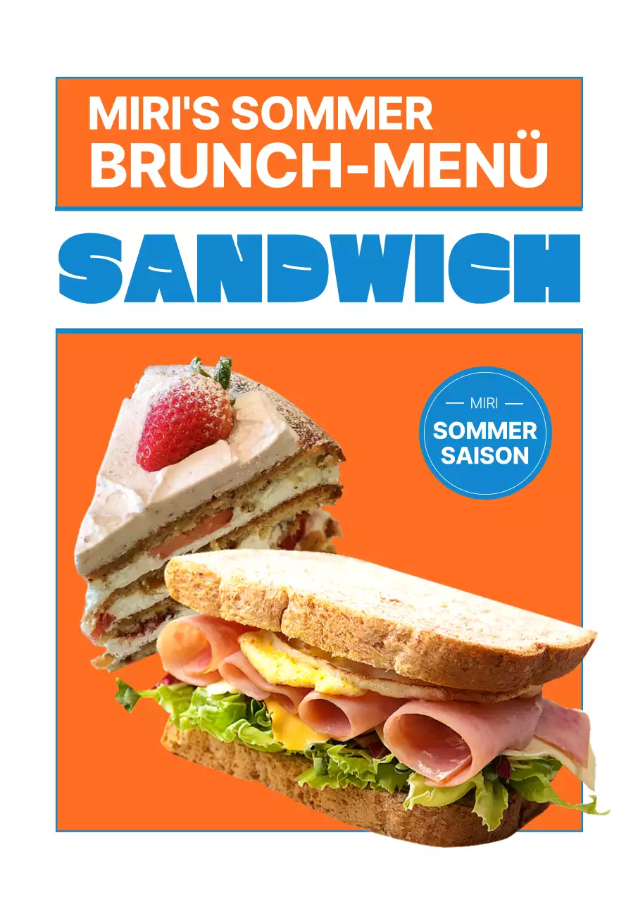 Das neue orange-blaue Sommerbrunch-Café-Menü stellt sich vor