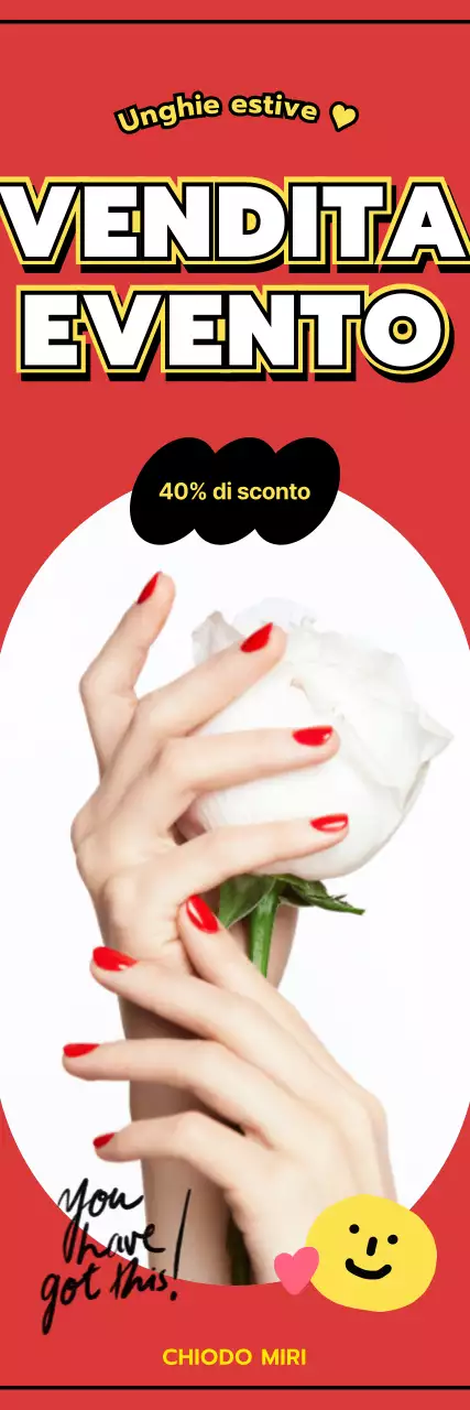 Nail art mano su sfondo rosso