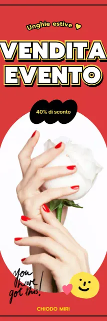 Nail art mano su sfondo rosso