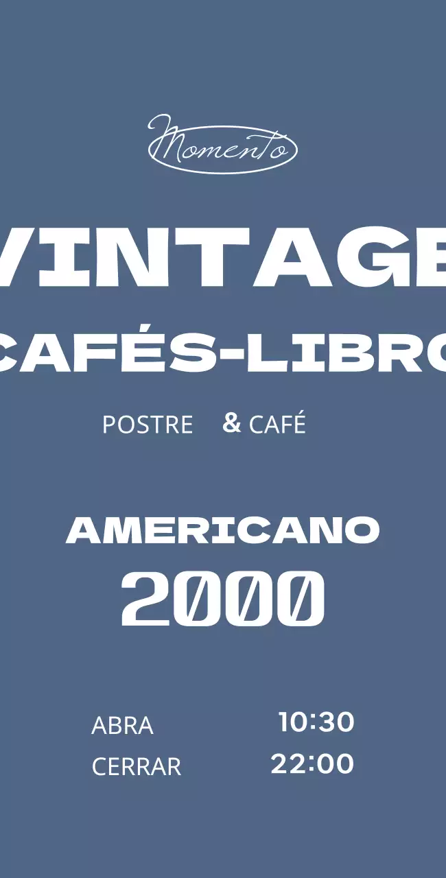 Cartel de cafetería con menú vintage sobre fondo azul