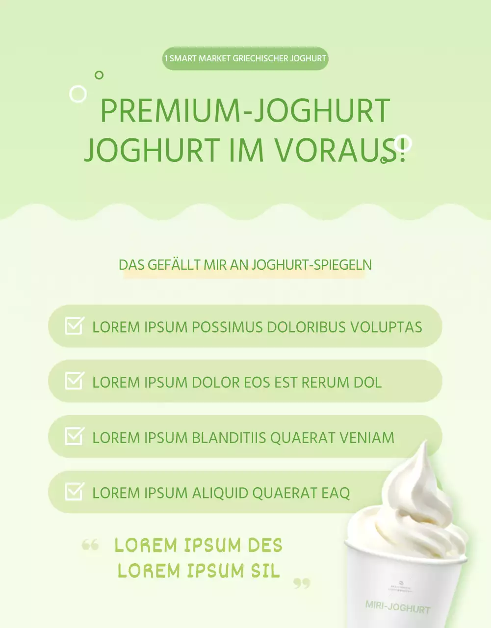 Einfacher, hellgrüner griechischer Joghurt Detailseite