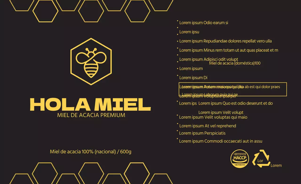 Adhesivo informativo sobre la miel