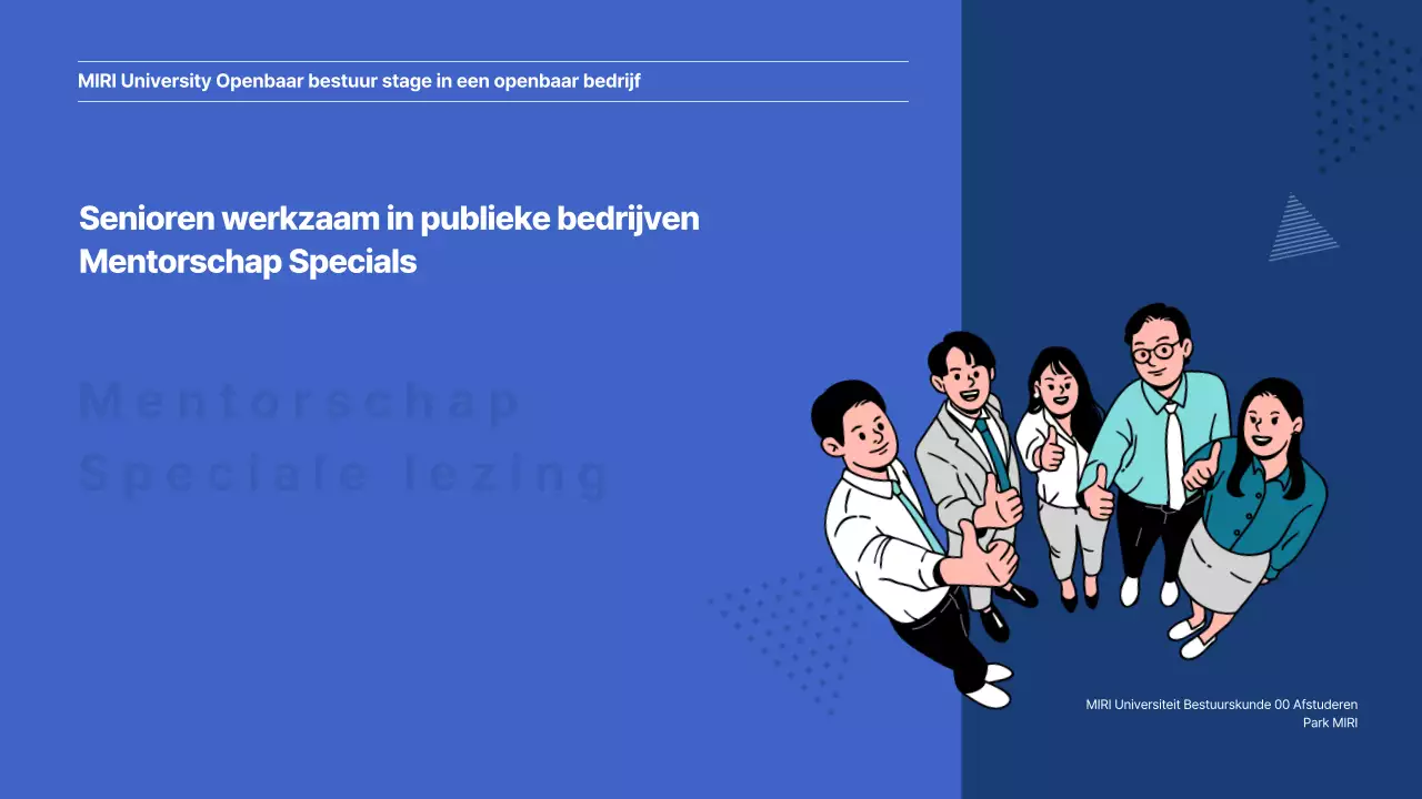 Presentatie van het speciale mentorprogramma voor blauwe overheidsbedrijven