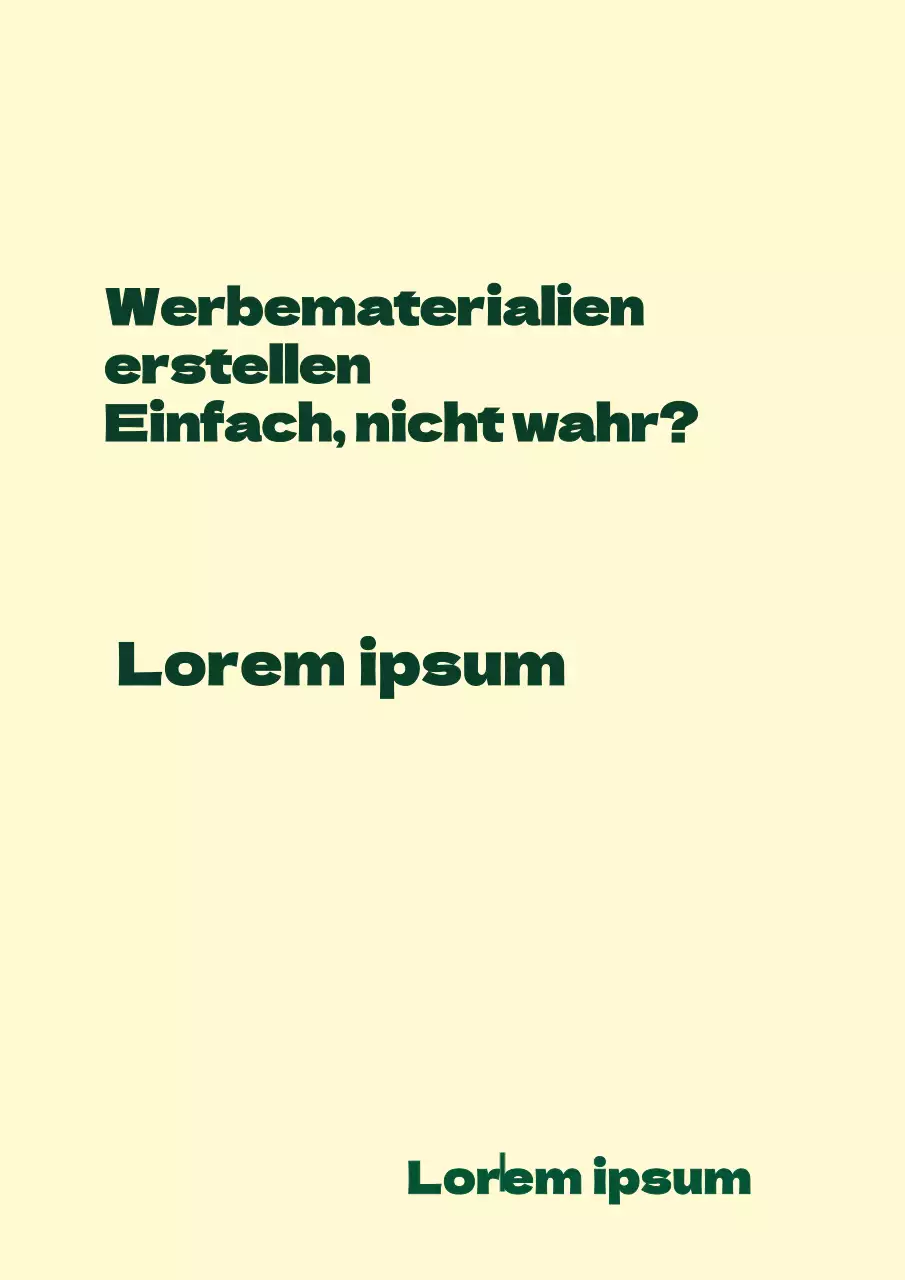 Ein einfacher Werbeartikel mit gelbem und grünem Text