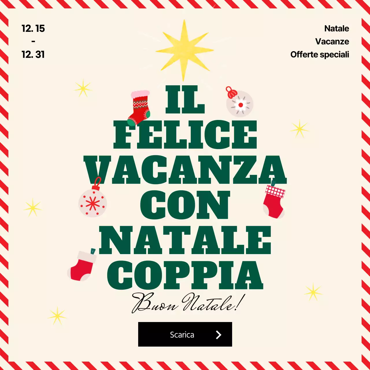 Evento coupon per le vacanze a tema albero di Natale verde