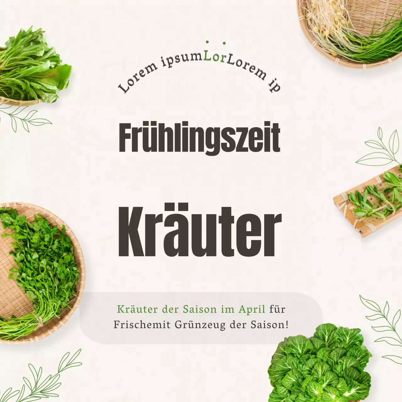 Ein frühlingshaftes Kräuterthema in Beige- und Grüntönen