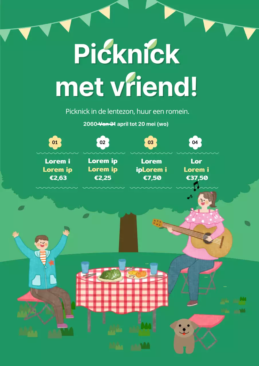 Groen en bosachtig picknick promotiemateriaal