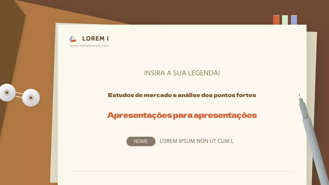 Pesquisa empresarial elegante numa moldura de pasta castanha