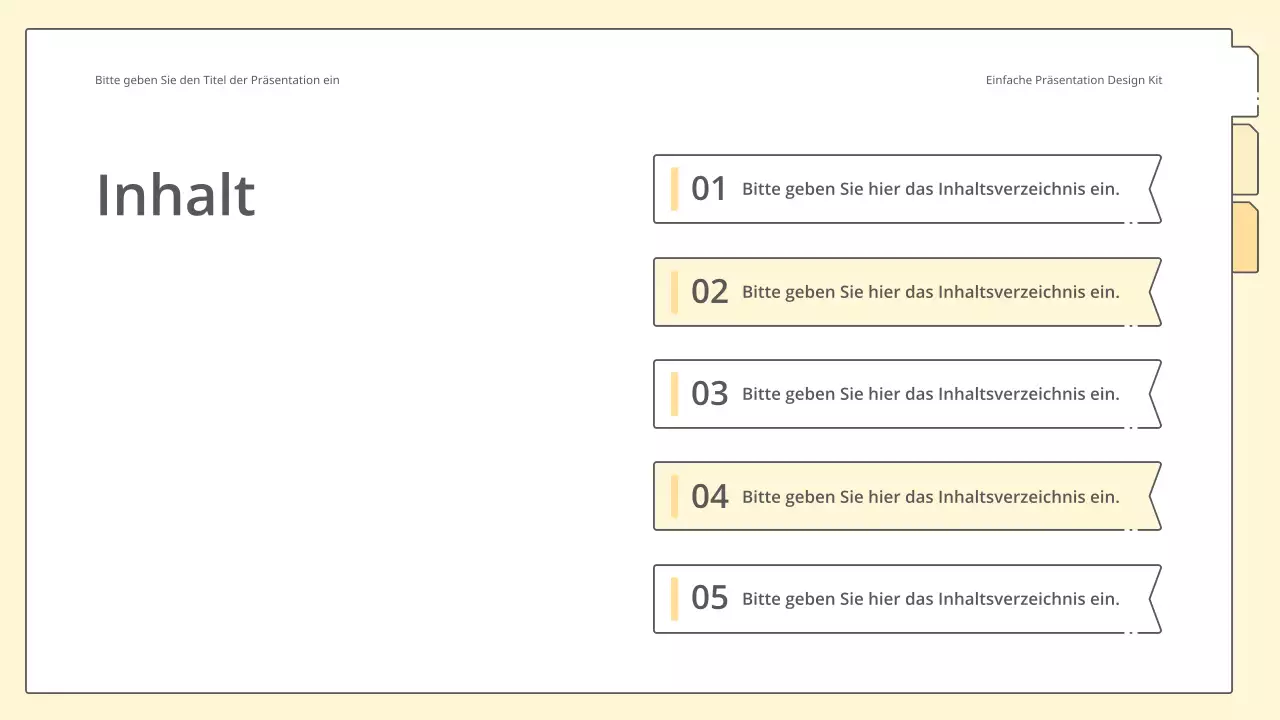 Saubere und einfache Präsentationsmappe in Gelb