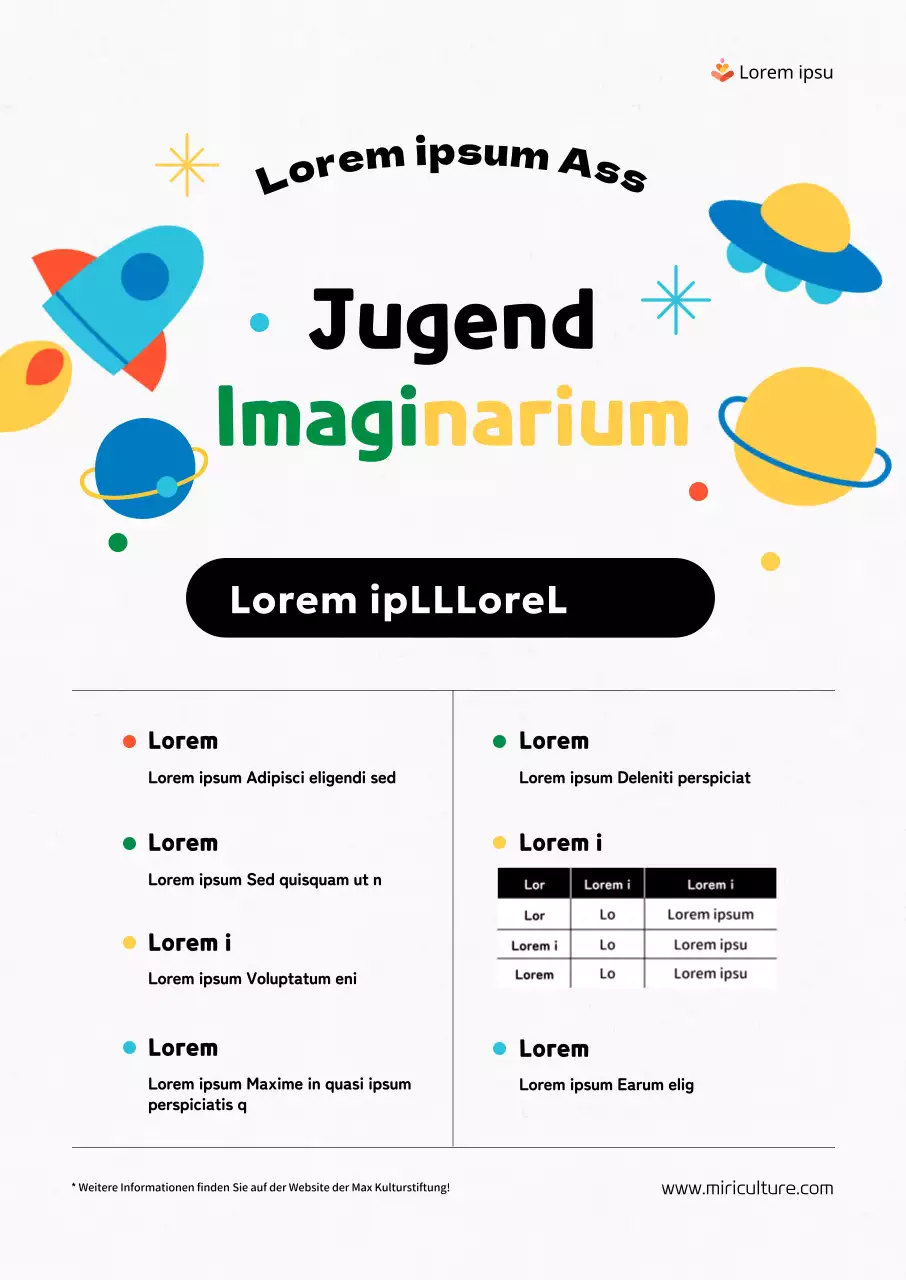 Aufruf zu Aktivitäten mit farbigen Illustrationen von Raumfahrtkonzepten