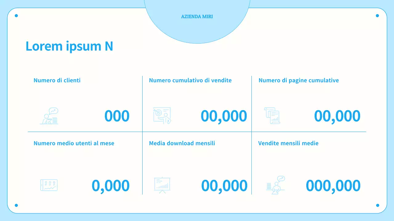 Grafici e infografiche con cerchi in tonalità blu pastello