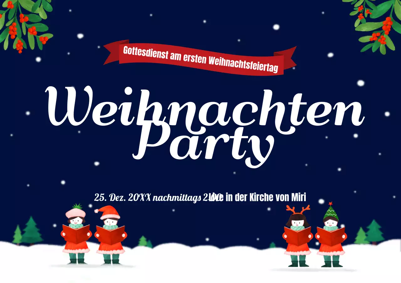 Marineblauer Nachthimmel Weihnachtsfeier Horizontal Poster