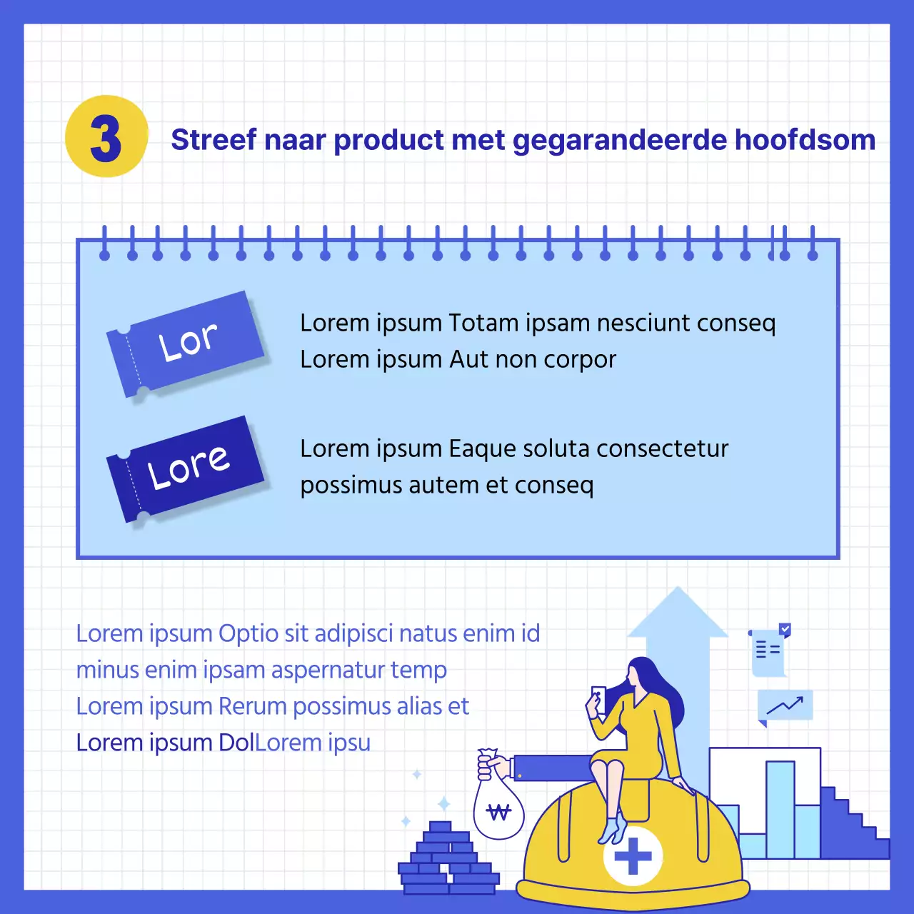 Eenvoudige financiële tips uitgelegd in blauw en geel