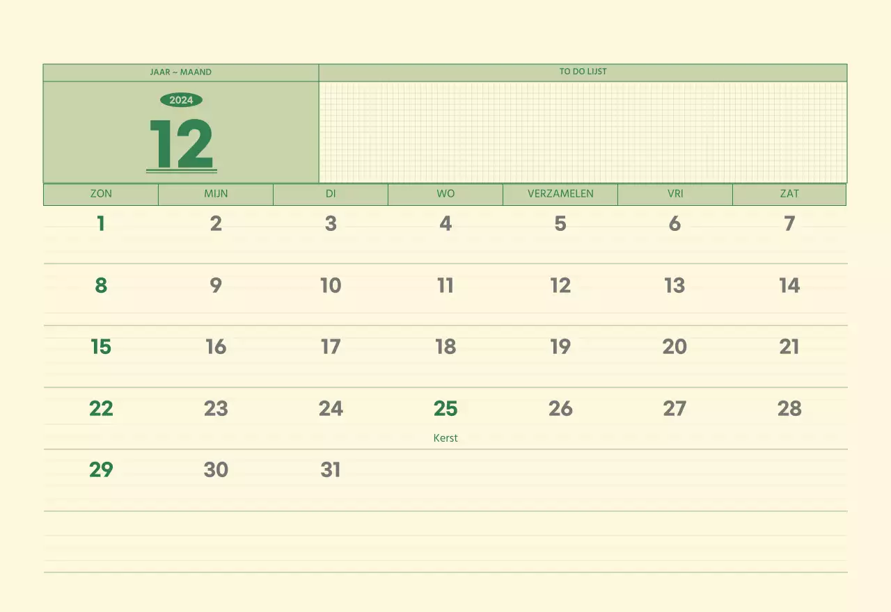 SAT D-day notitieblok concept wandkalender in groen en lichtgeel